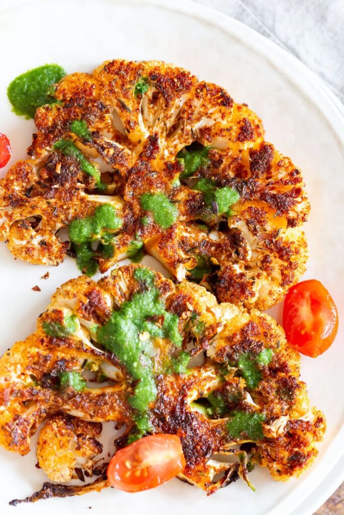 Garlic-Roasted Cauliflower Steaks with Chimichurri