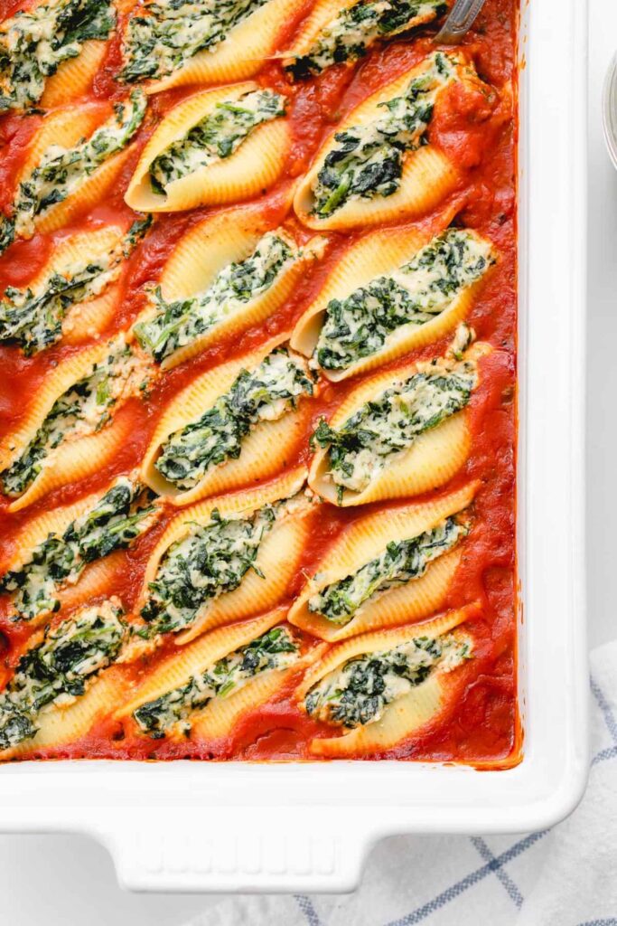 Spinach, Artichoke & Vegan Ricotta Stuffed Shells