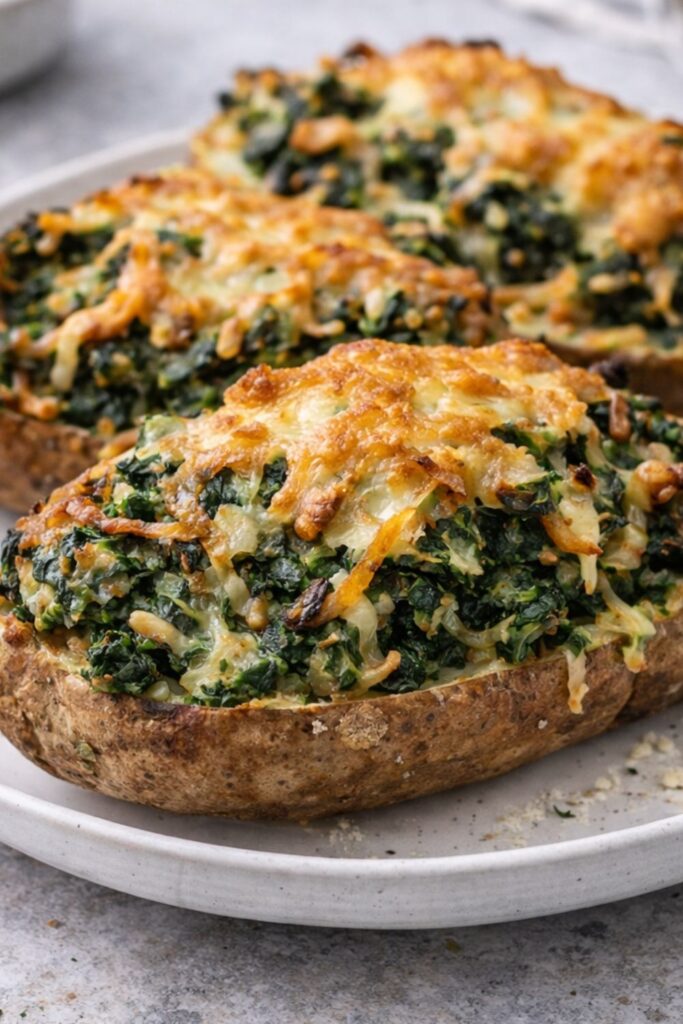 Air Fryer Spinach & Artichoke Stuffed Potatoes