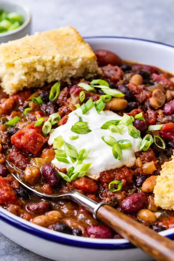 Easy Three-Bean Vegetarian Chili