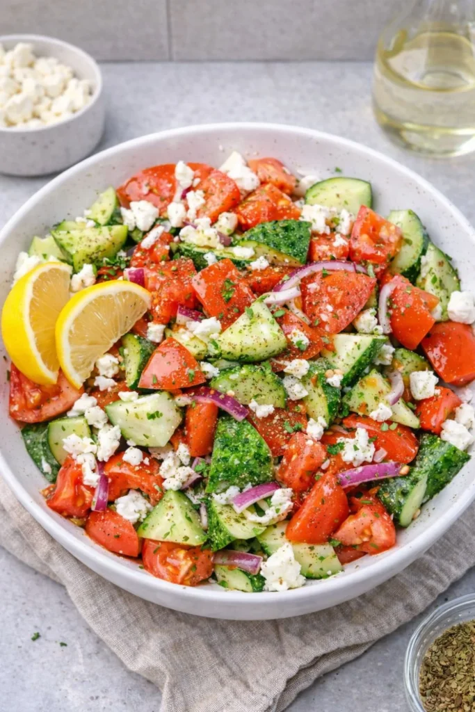 Tomato Cucumber Feta Summer Salad