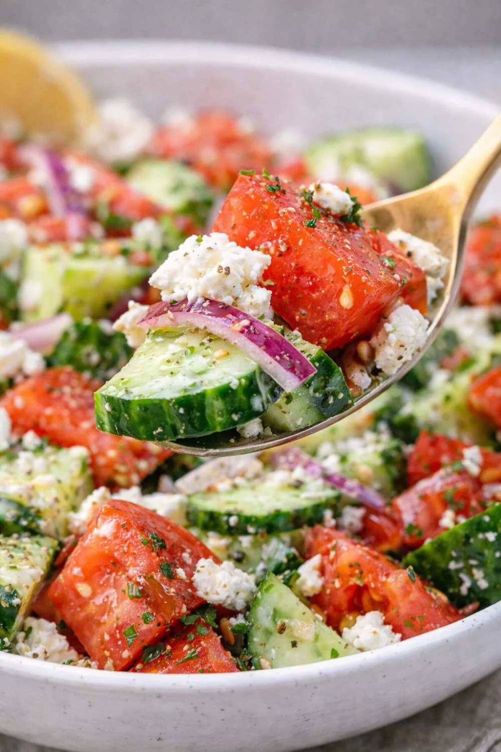 Tomato Cucumber Feta Summer Salad