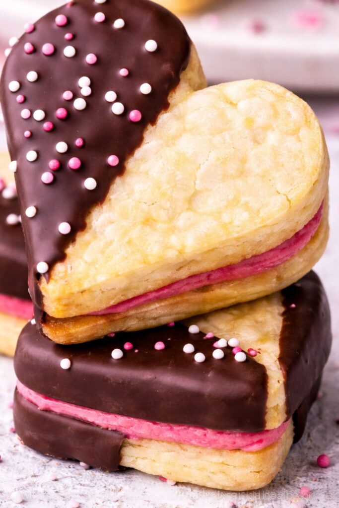 Vegan Chocolate-Dipped Heart Sugar Cookies