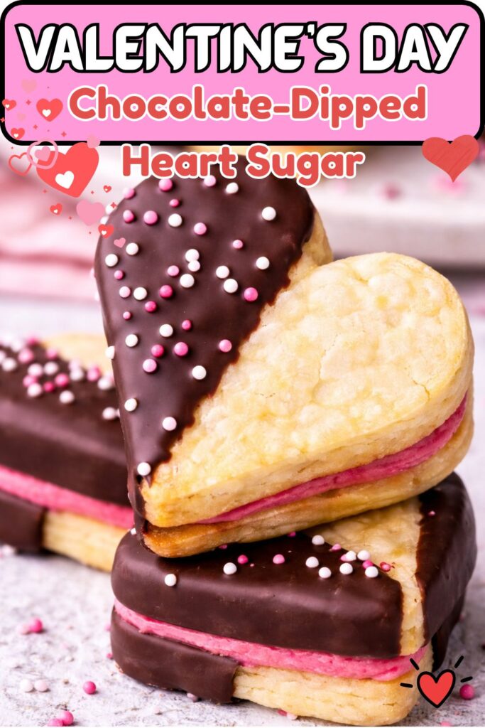 Vegan Chocolate-Dipped Heart Sugar Cookies
