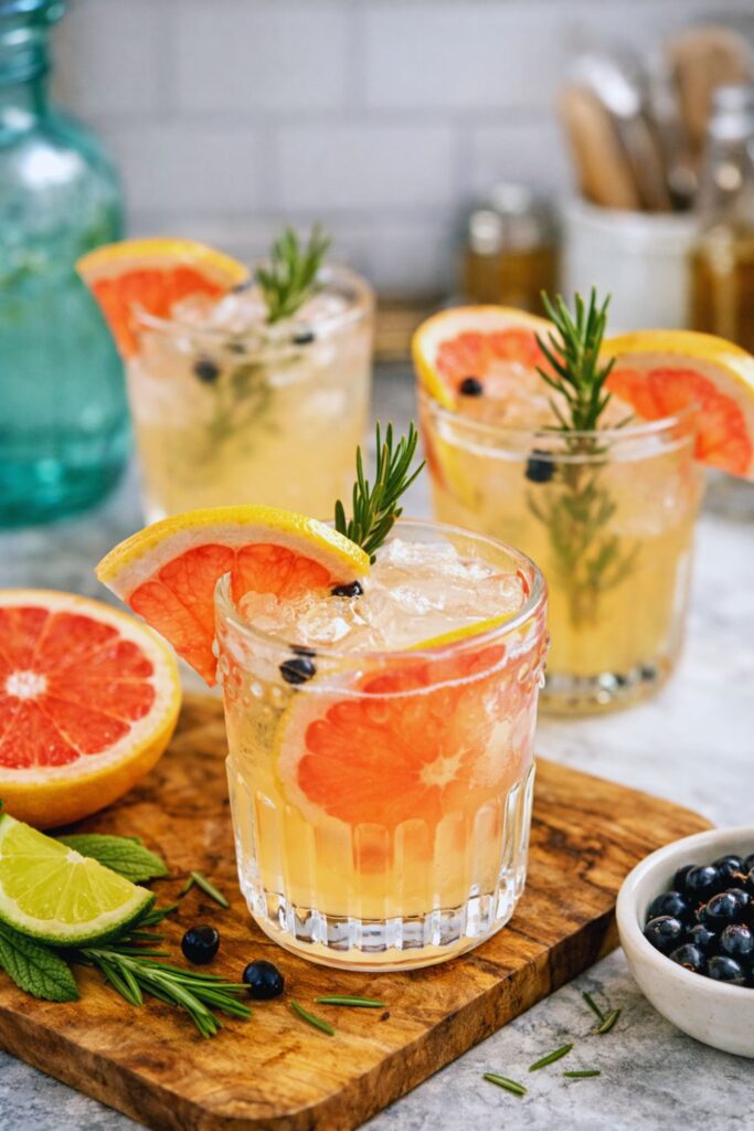Vegan Elderflower Grapefruit Gin & Tonic Cocktail Drink