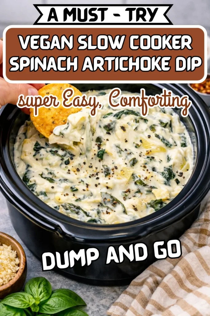 Vegan Slow Cooker Spinach Artichoke Dip