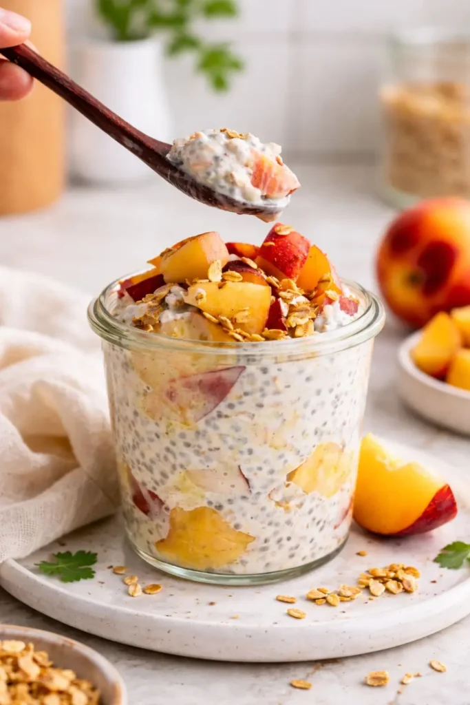 Fresh Peach Vegan Overnight Oats