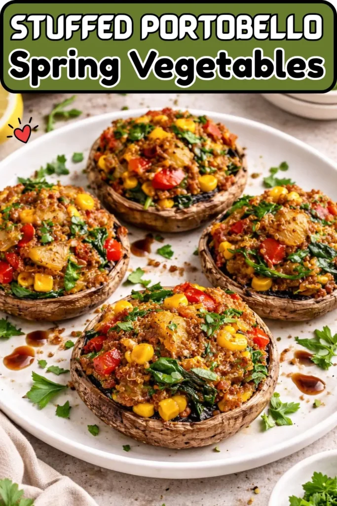 Vegan Stuffed Portobello with Spring Vegetables