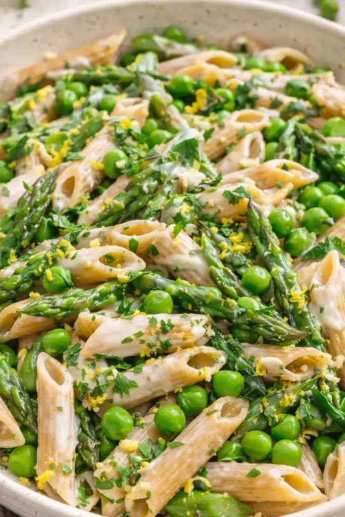 Vegan Asparagus & Pea Pesto Pasta