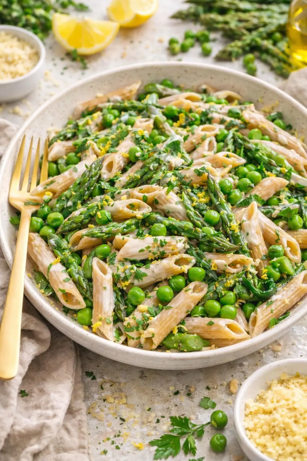 Vegan Asparagus & Pea Pesto Pasta