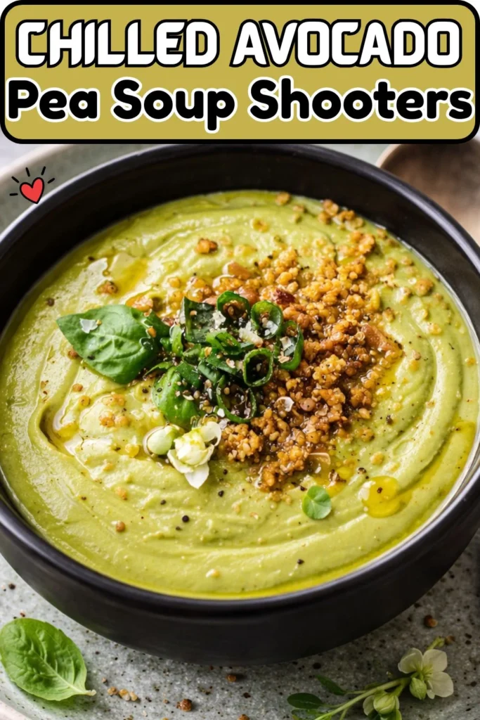 Vegan Chilled Avocado + Pea Soup Shooters