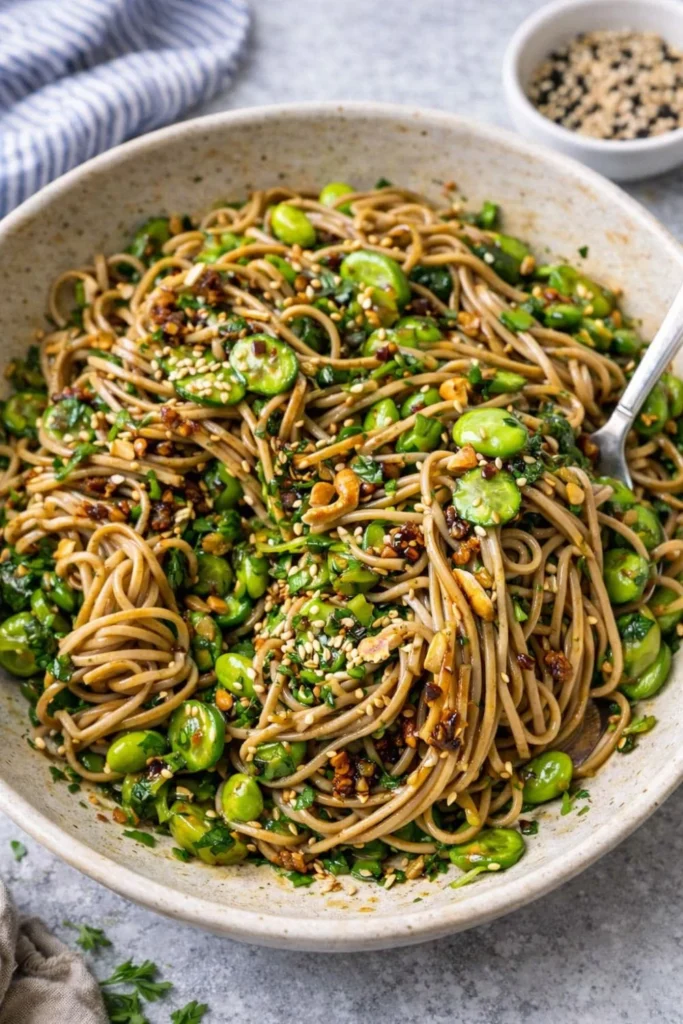 Vegan Chilled Cucumber-Avocado Soba Noodle Bowl