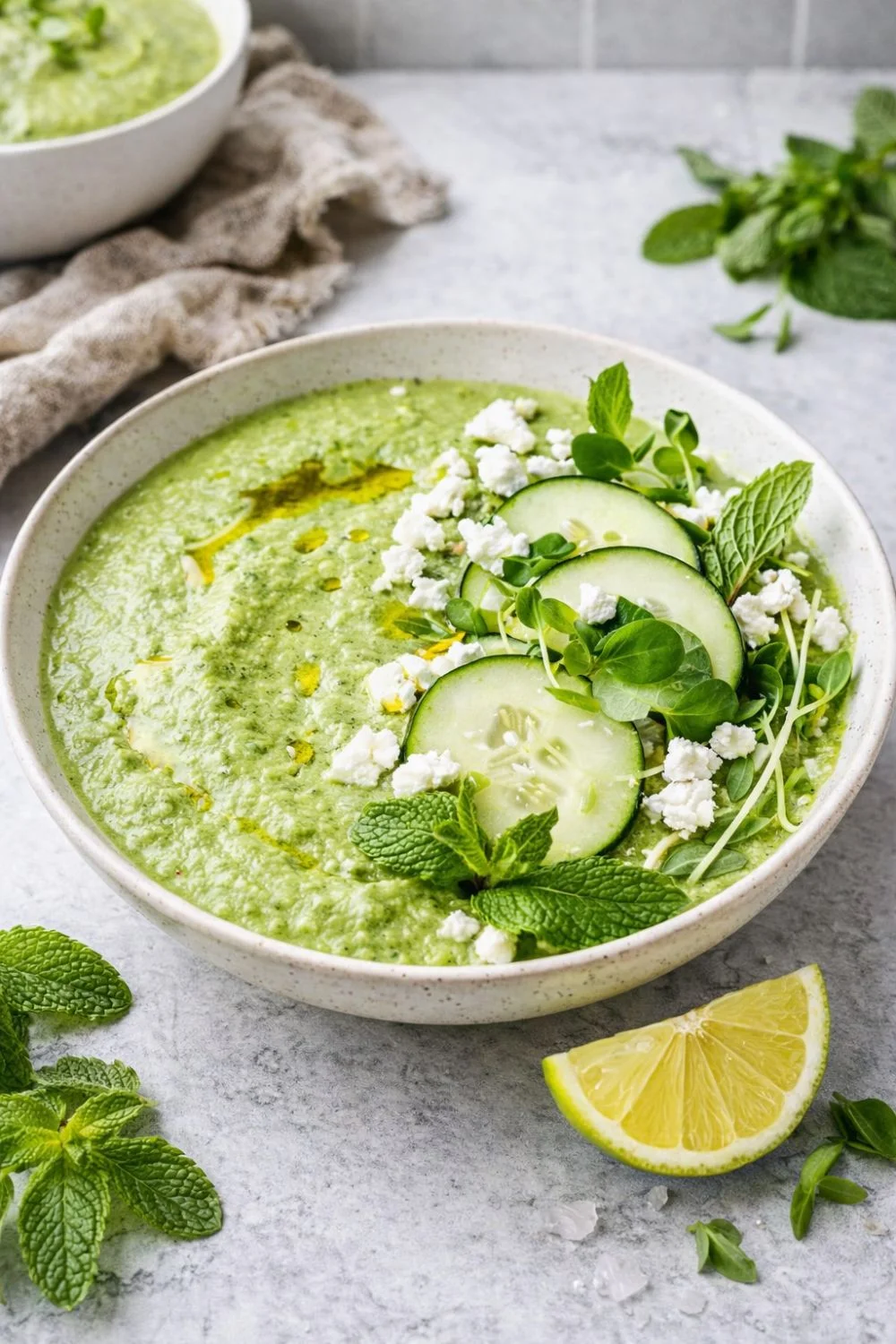 Vegan Chilled Cucumber Mint Gazpacho