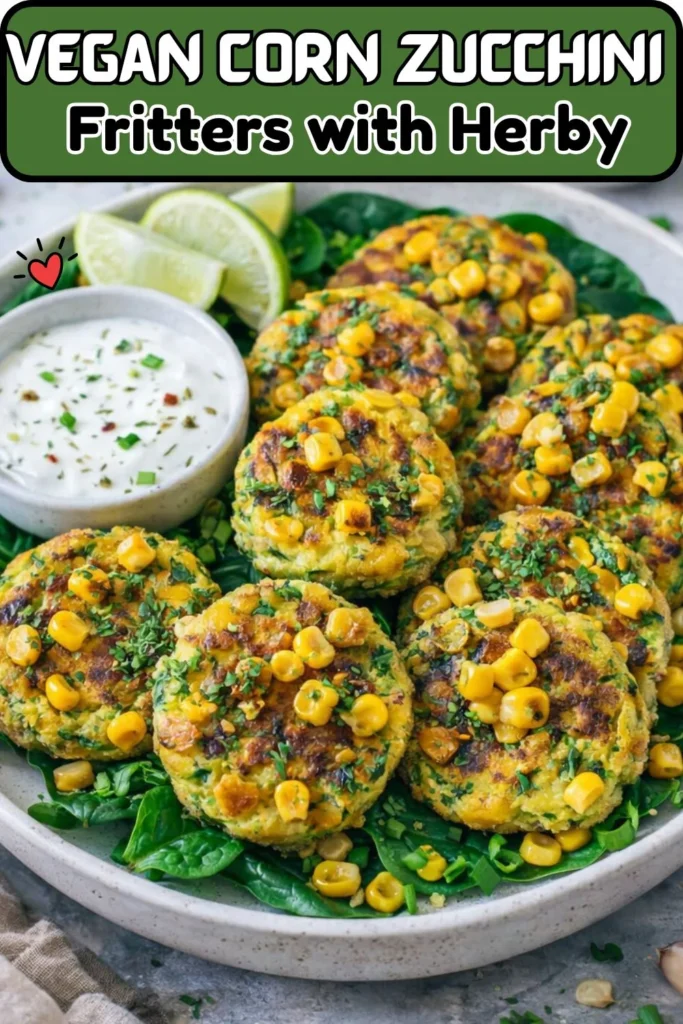 Vegan Corn & Zucchini Fritters with Herby Summer Salad