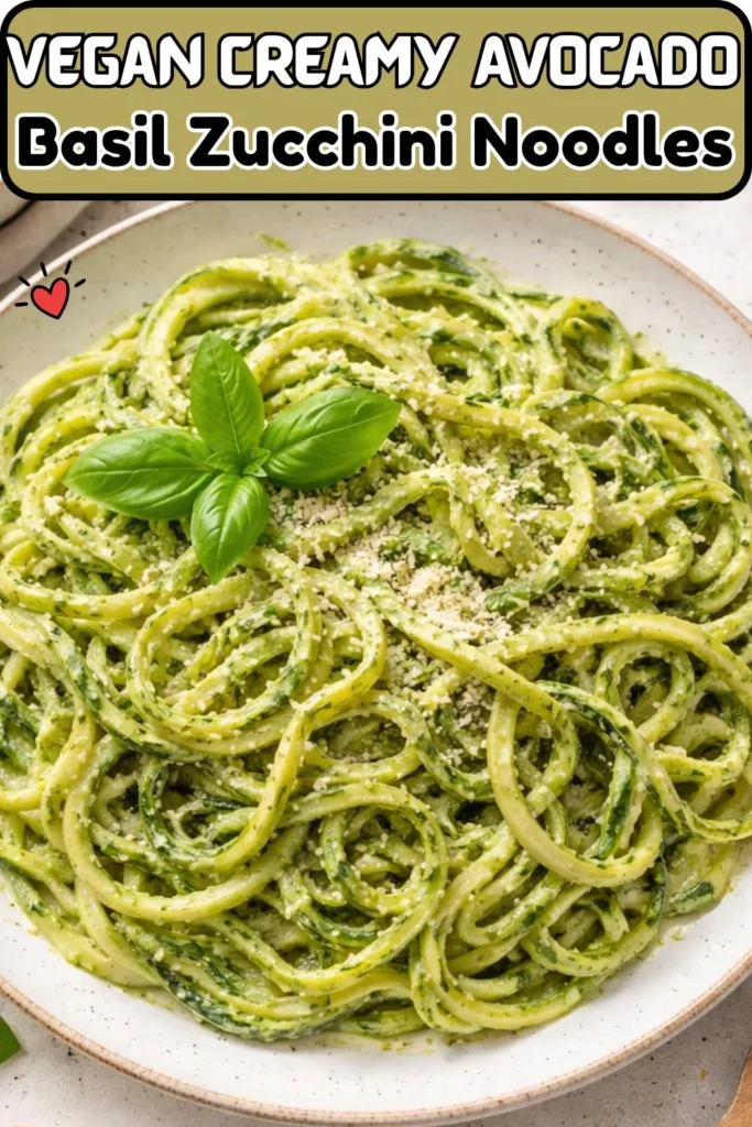 Vegan Creamy Avocado Basil Zucchini Noodles