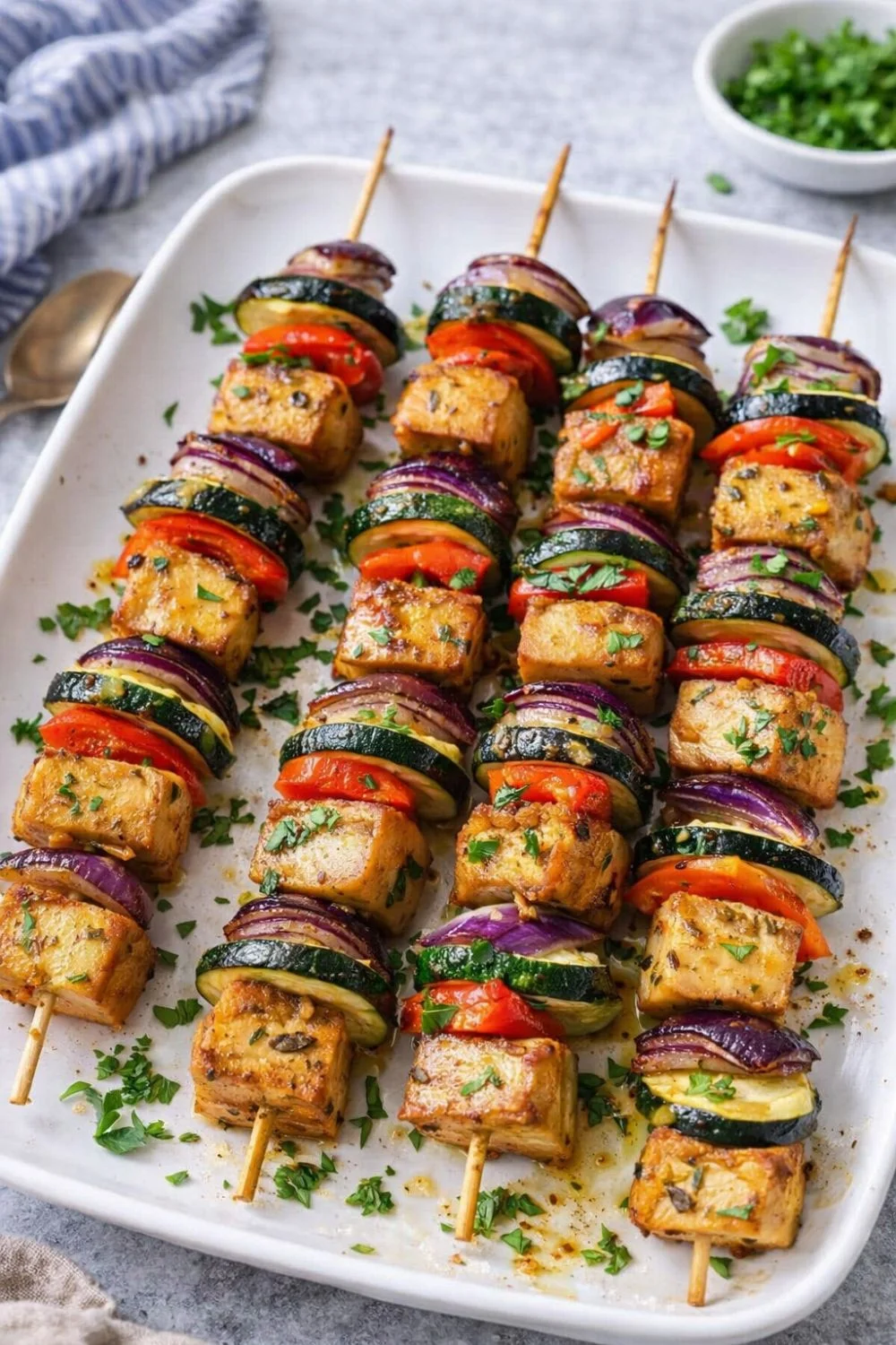 Vegan Grilled Lemon-Herb Tofu Skewers