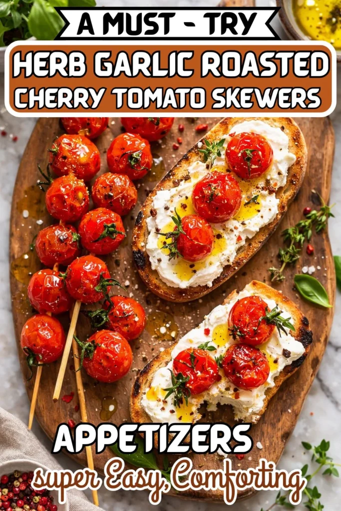 Vegan Herb Garlic Roasted Cherry Tomato Skewers