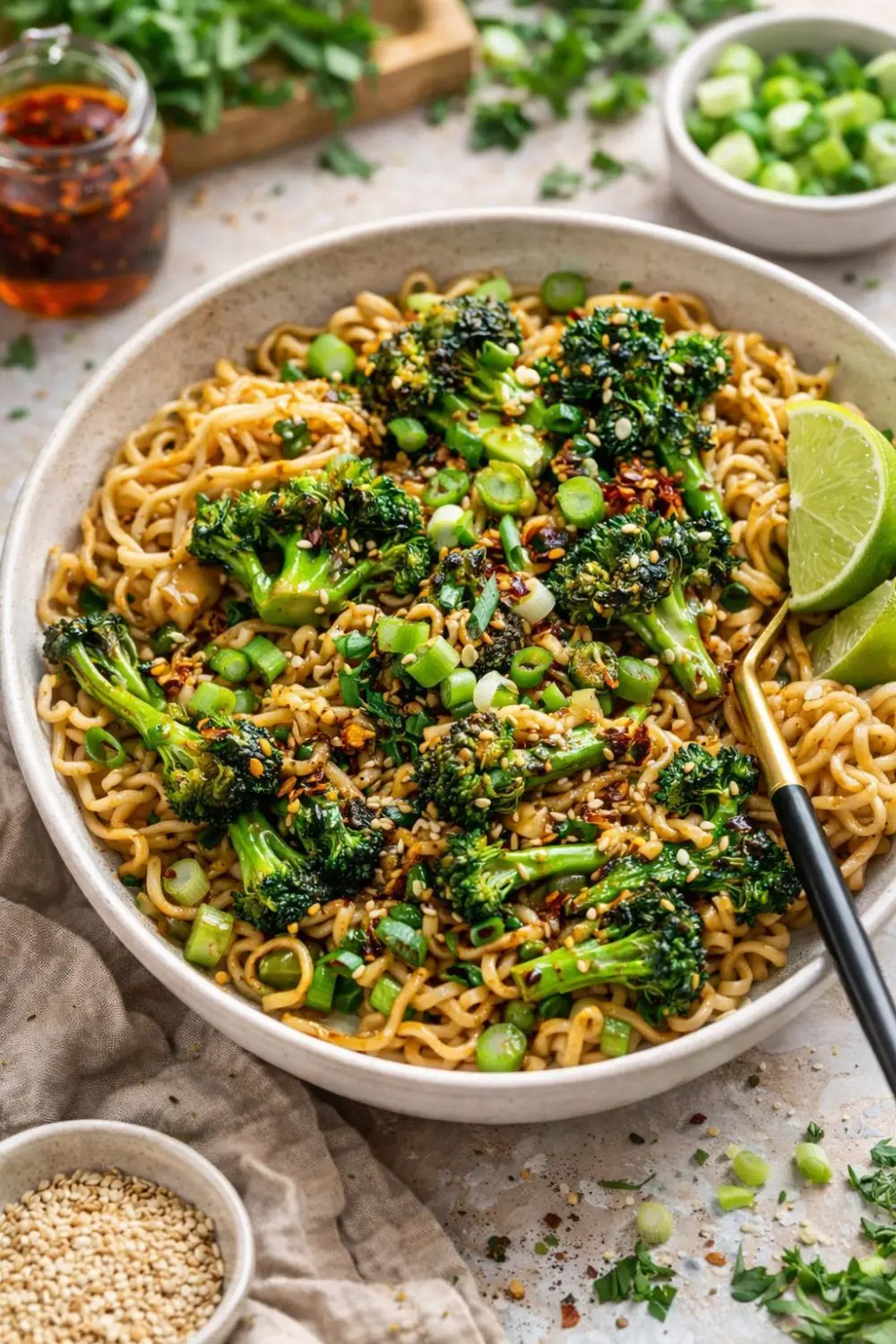 Vegan Lemon-Garlic Scallion Noodle Bowl