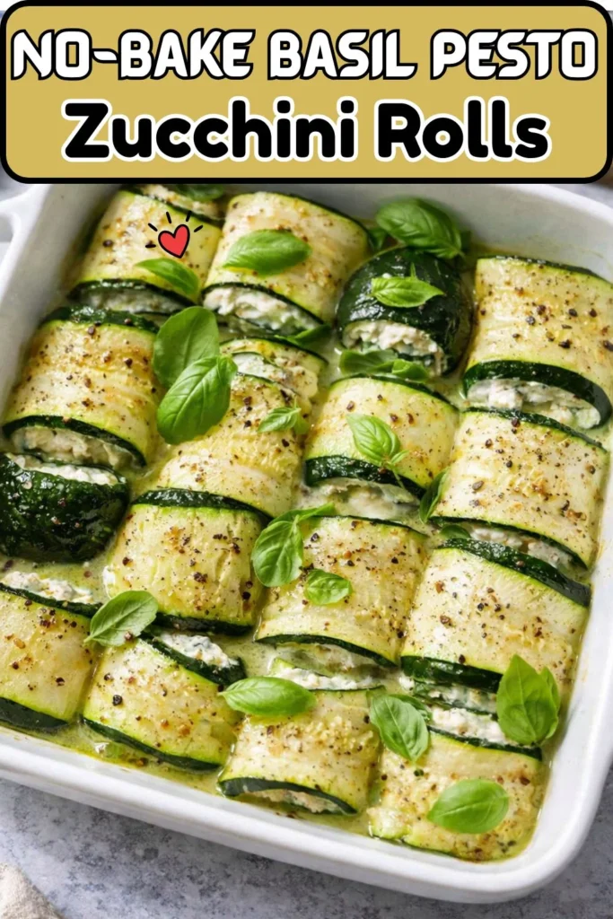Vegan No-Bake Basil Pesto Zucchini Rolls