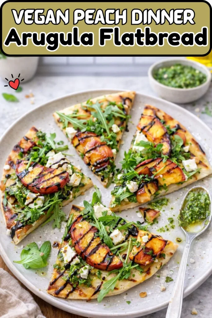 Vegan Peach & Arugula Flatbread