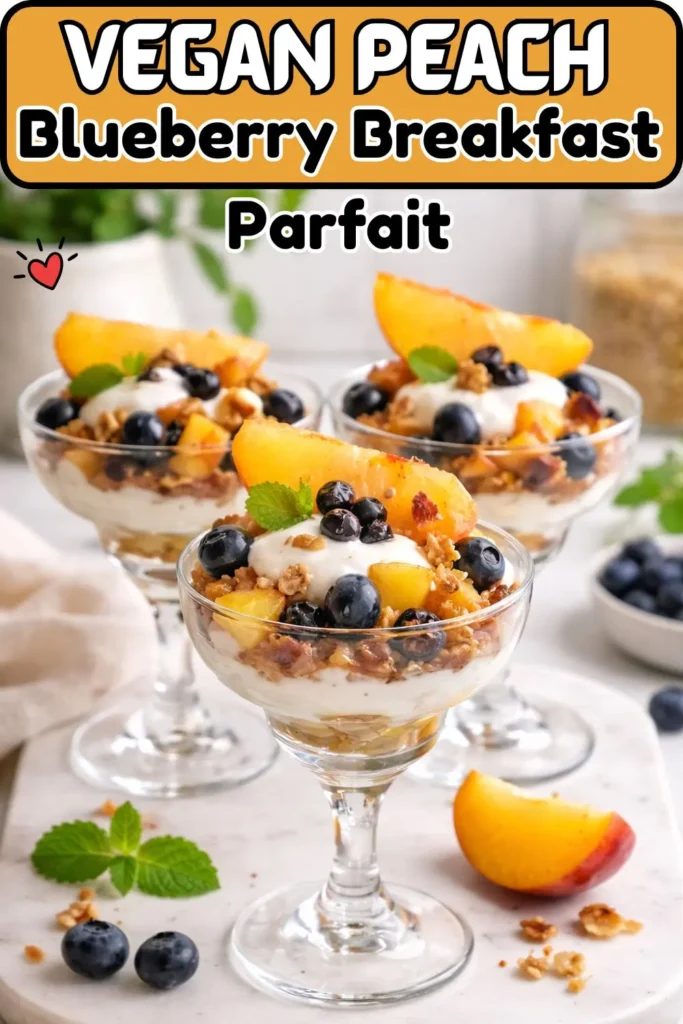 Vegan Peach and Blueberry Breakfast Parfait