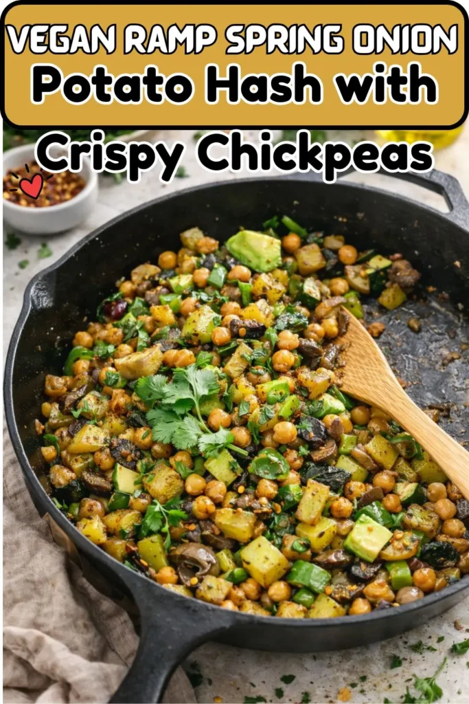 Vegan Ramp Spring Onion & Potato Hash with Crispy Chickpeas
