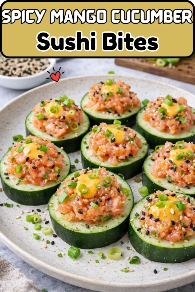 Vegan Spicy Mango Cucumber Sushi Bites