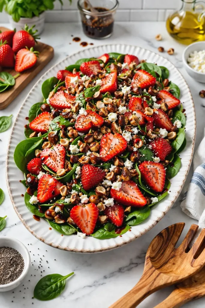 Vegan Spring Berry and Balsamic Salad with Candied Nuts