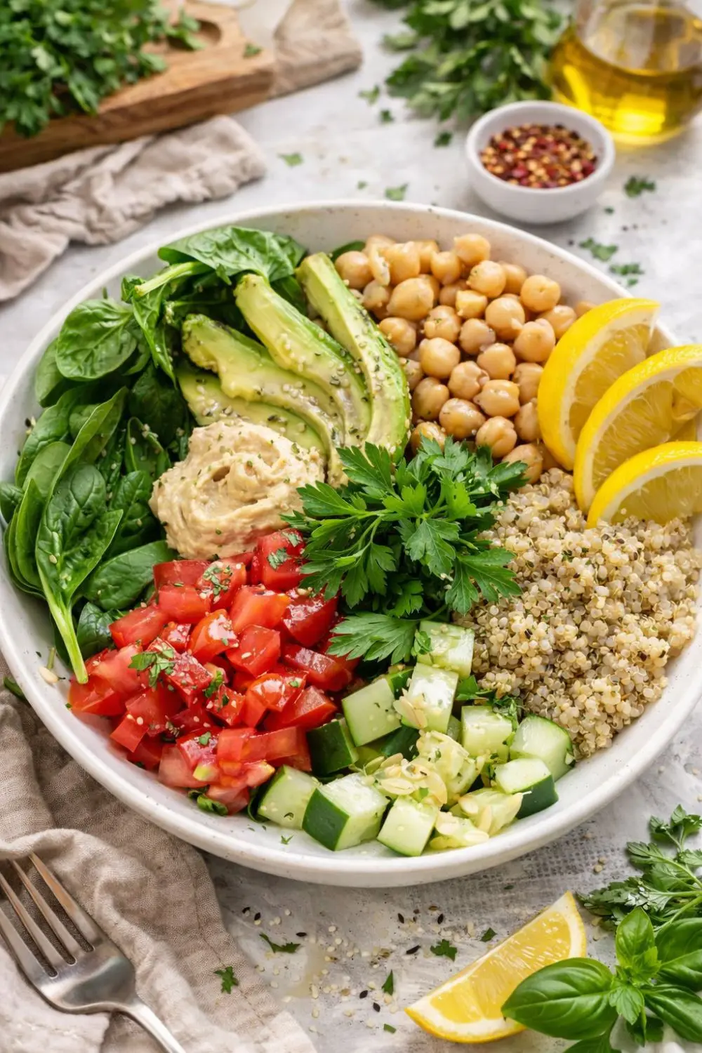 Vegan Spring Greens & Quinoa Power Bowl