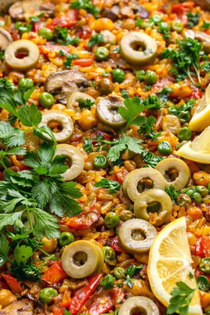 Vegan Spring Vegetable Paella with Chickpeas