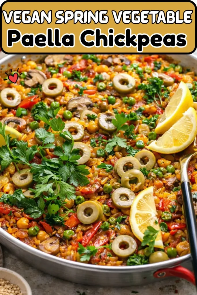 Vegan Spring Vegetable Paella with Chickpeas