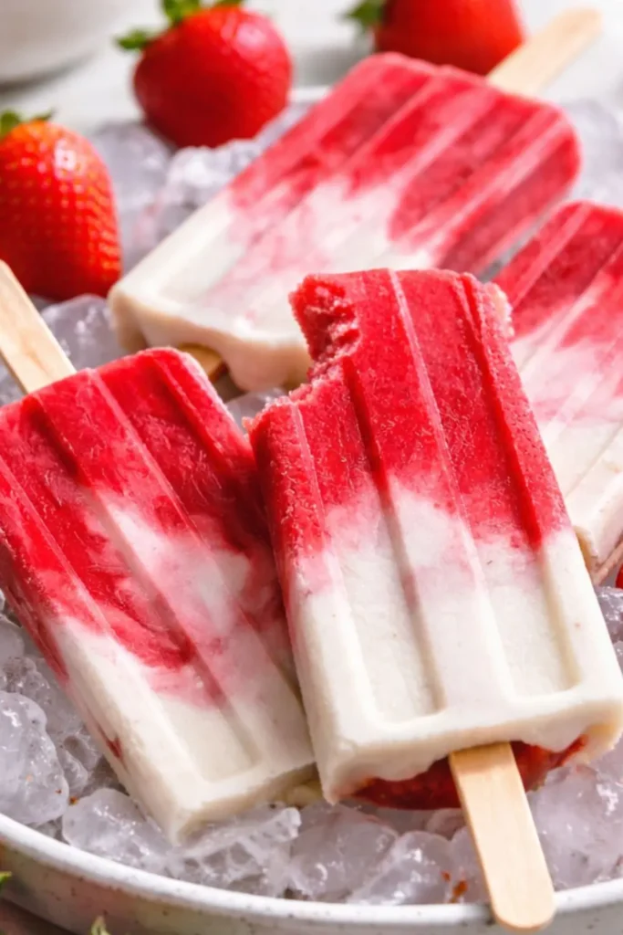 Vegan Strawberry Peach Breakfast Popsicles