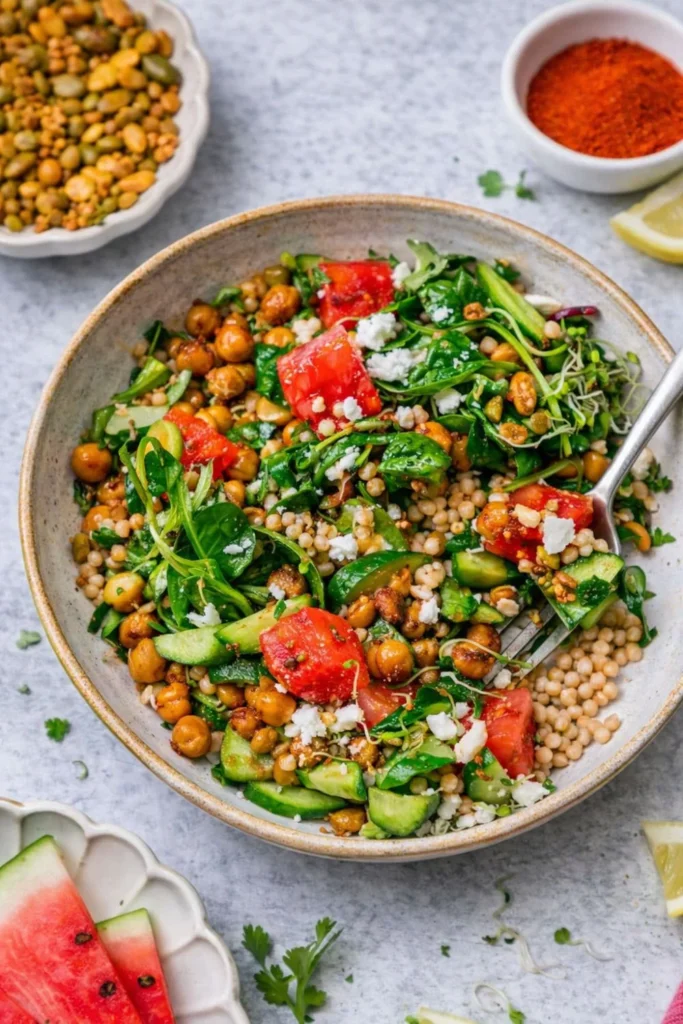 Vegan Watermelon & Chickpea Summer Salad