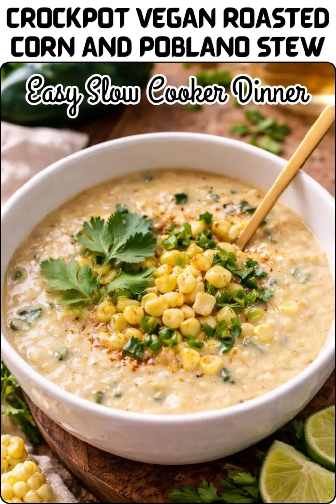 Crockpot Vegan Roasted Corn and Poblano Stew