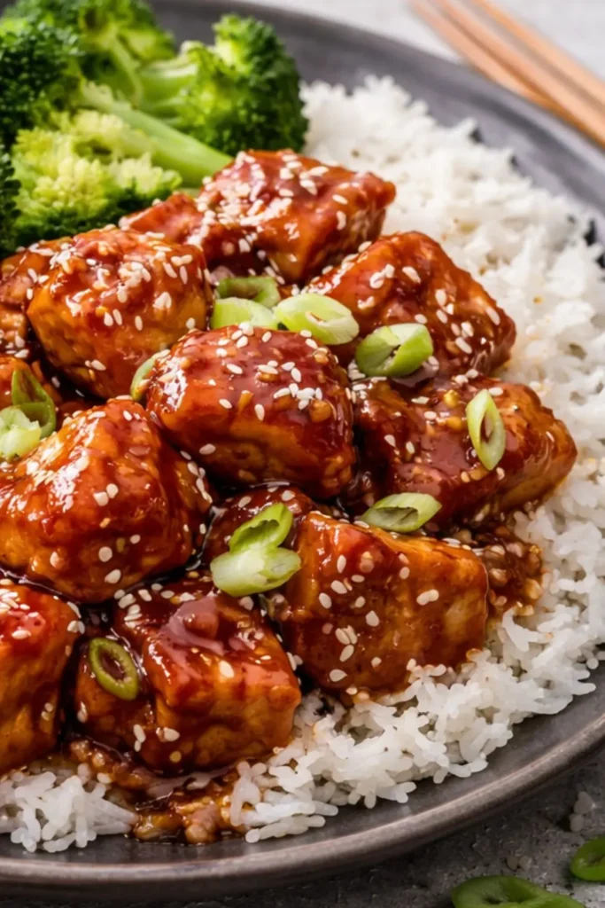 Crockpot Vegan Teriyaki Tofu with Broccoli