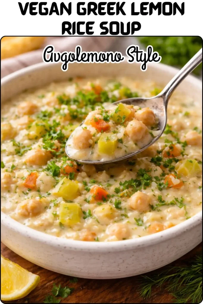 Easy Vegan Greek Lemon Rice Soup (Avgolemono Style
