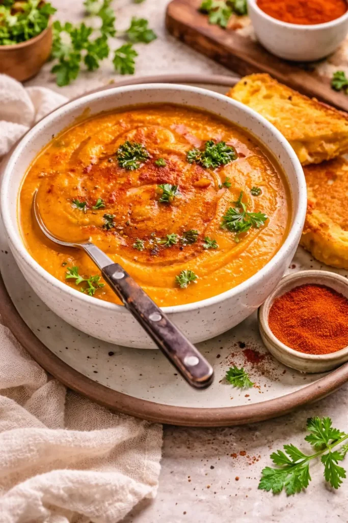 Easy Vegan Spicy Harissa Tomato Soup