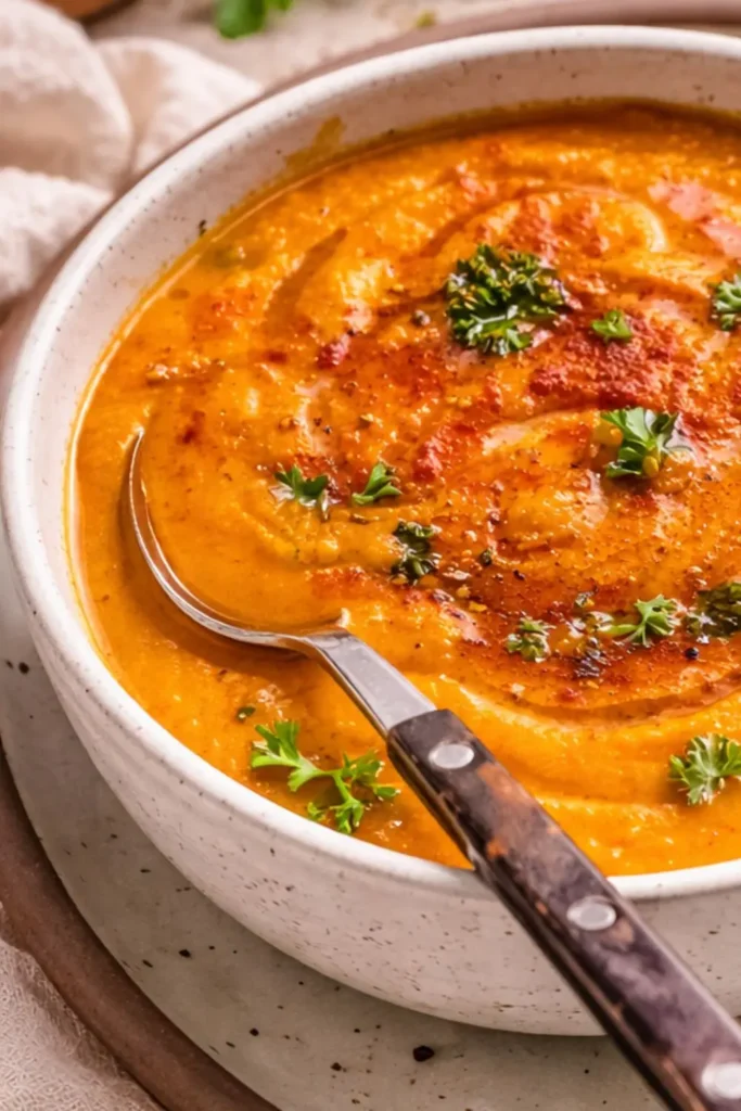 Easy Vegan Spicy Harissa Tomato Soup