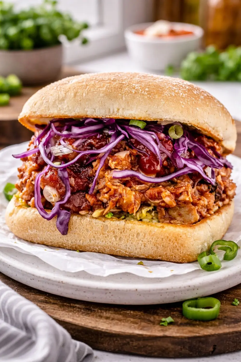 Slow Cooker Vegan BBQ Jackfruit Sandwiches