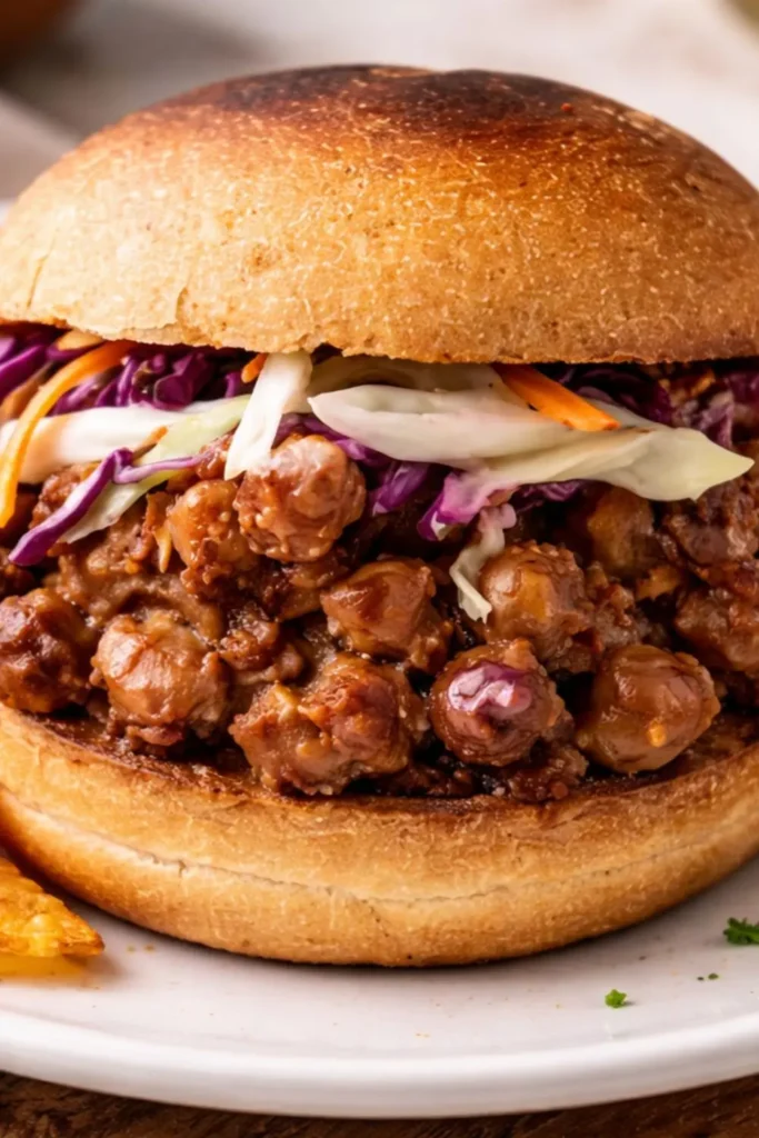 Slow Cooker Vegan Peach and Chipotle BBQ Chickpeas