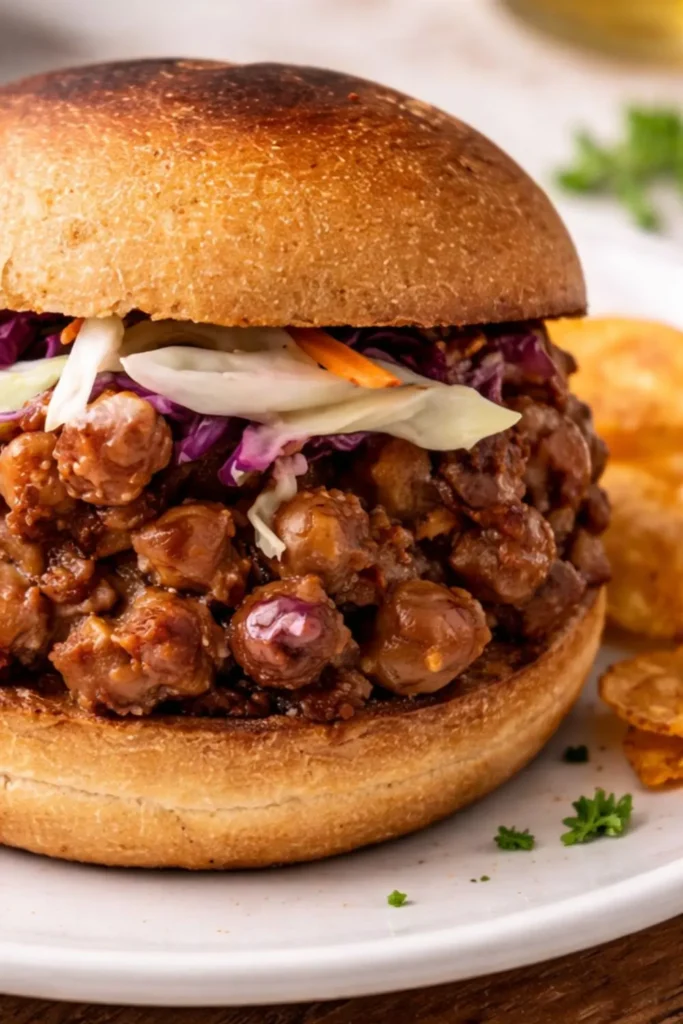 Slow Cooker Vegan Peach and Chipotle BBQ Chickpeas