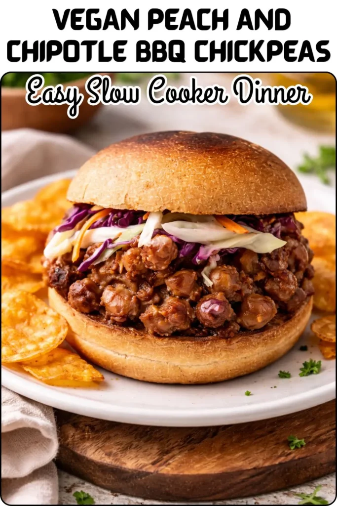 Slow Cooker Vegan Peach and Chipotle BBQ Chickpeas