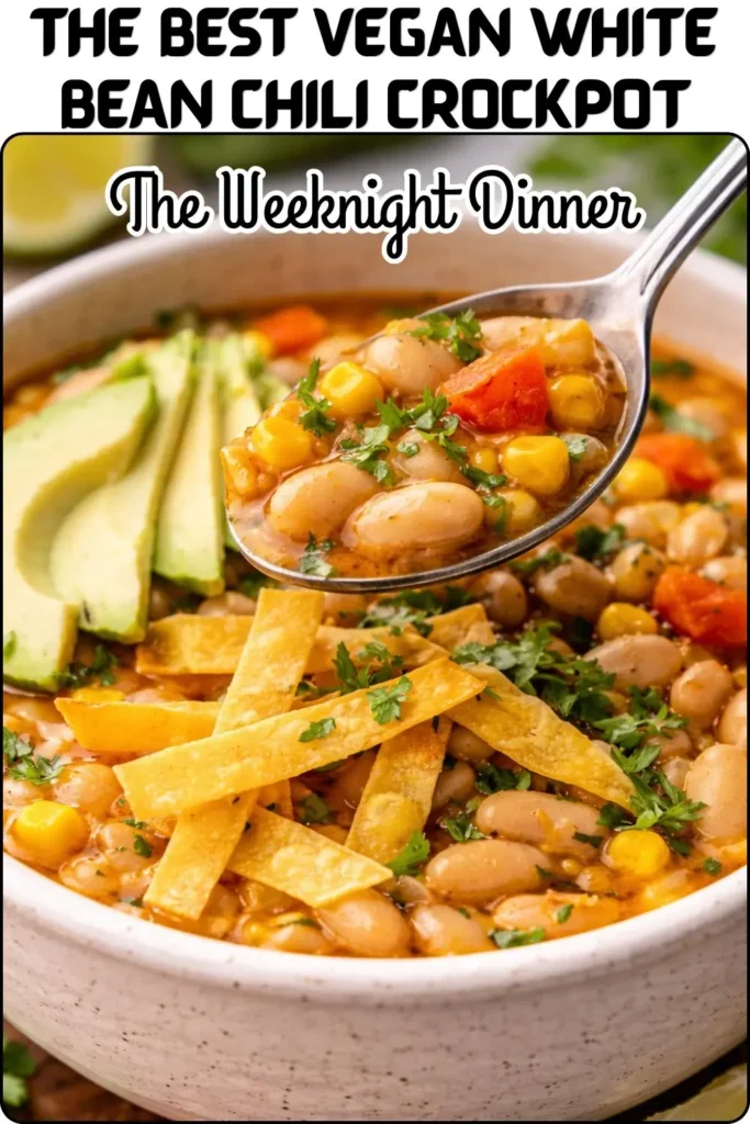 The BEST Vegan White Bean Chili Crockpot