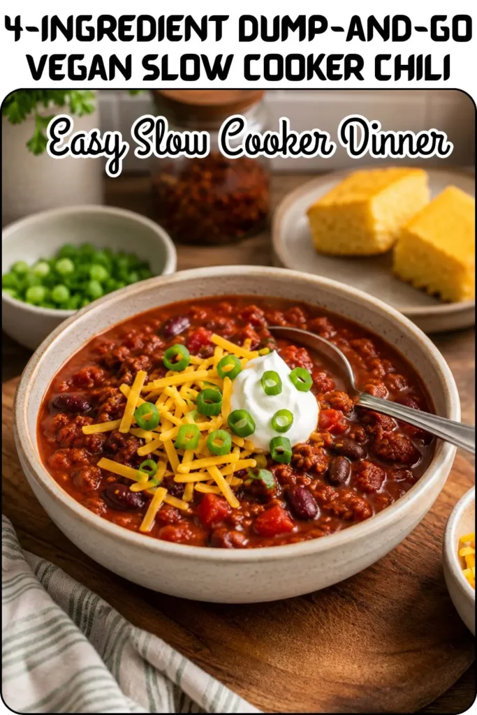 4-Ingredient Dump-and-Go Vegan Slow Cooker Chili
