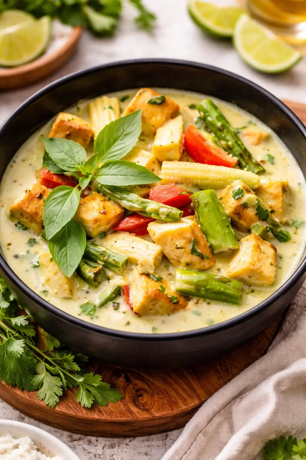 Slow Cooker Vegan Green Curry with Tofu and Zucchini