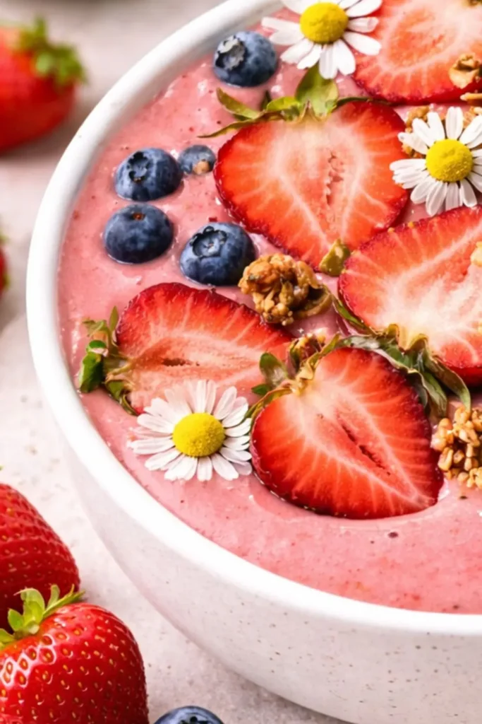 Creamy Vegan Strawberry Smoothie Bowl with Granola