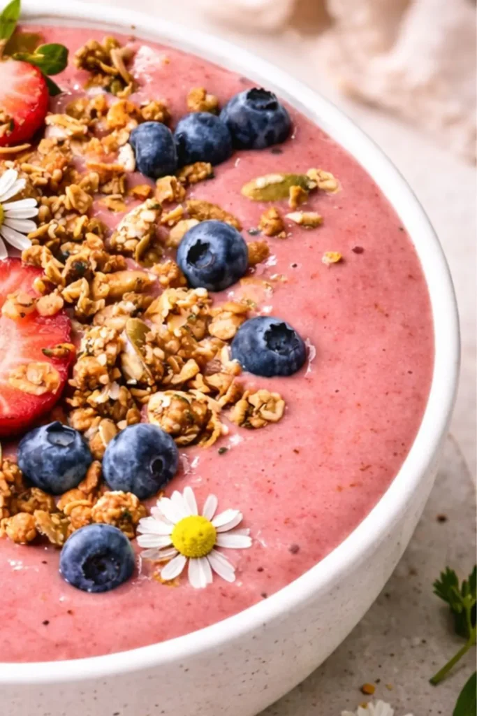 Creamy Vegan Strawberry Smoothie Bowl with Granola
