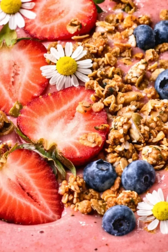 Creamy Vegan Strawberry Smoothie Bowl with Granola