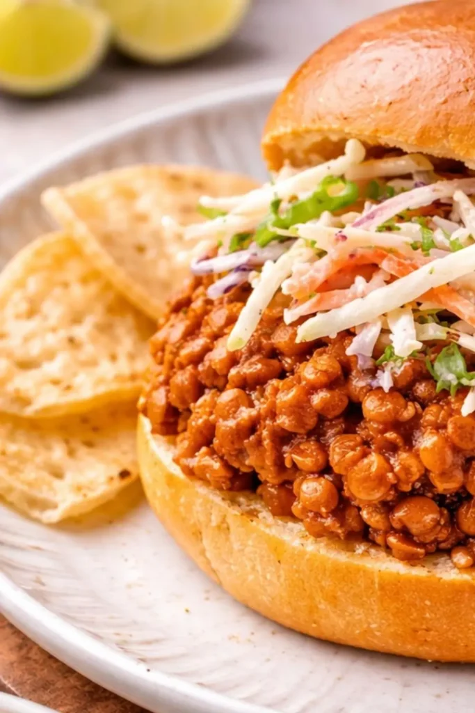 Easy Crockpot Vegan Lentil Sloppy Joes