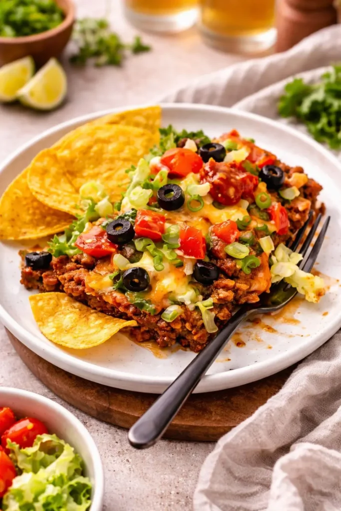 Crockpot Vegan Layered Taco Casserole